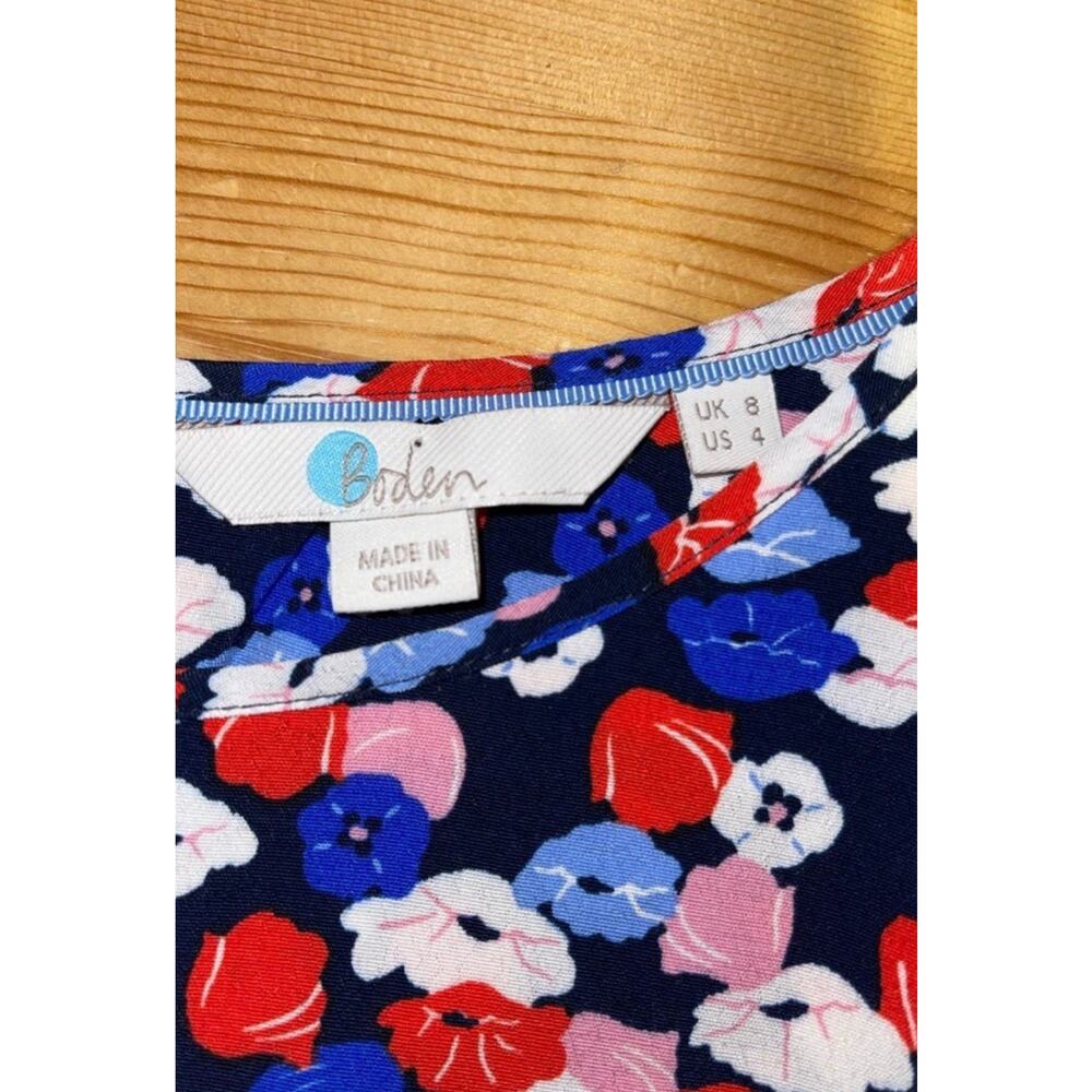 Preppy Boden Women's Floral Blouse Size 4 Navy Multicolor Viscose British Ditsy - Picture 5 of 12